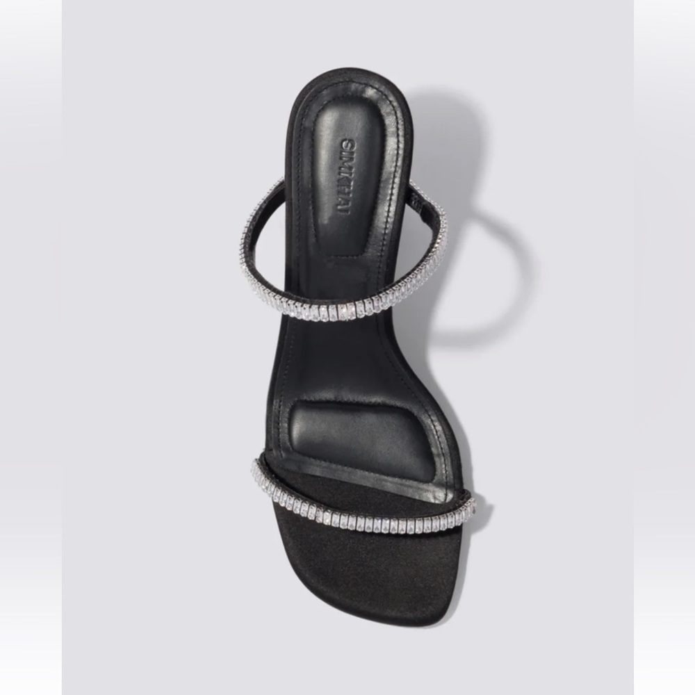 NEW SIMKHAI Siren crystal embellished black mile sandal heels Size 36 US 6 - Picture 2 of 6